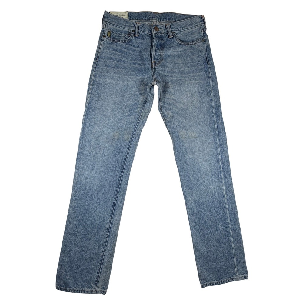 Abercrombie & Fitch Mens Blue Straight Leg Jeans W30 L32‎ Medium Wash Button Fly